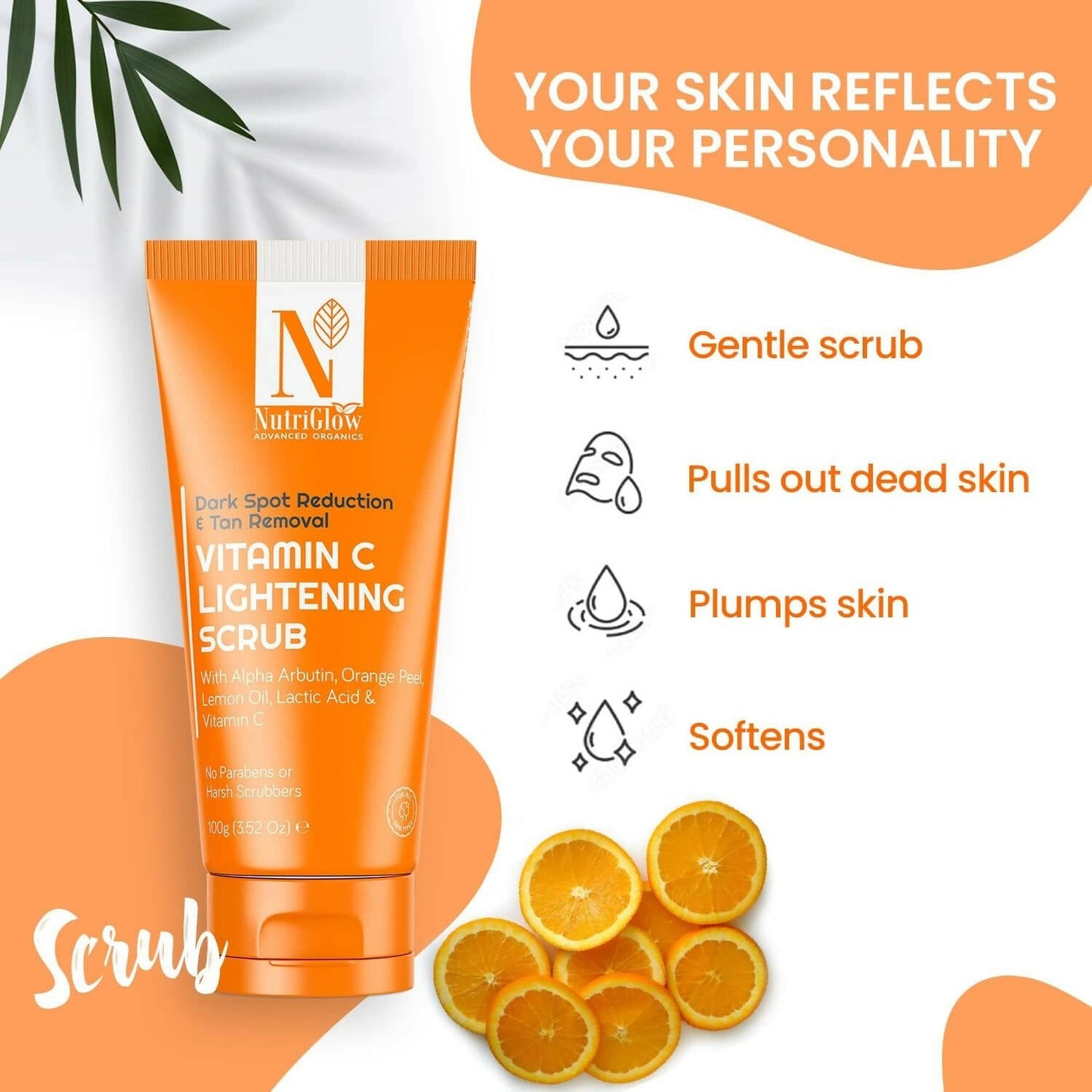Nutriglow Advanced Organics Vitamin C Lightening Scrub - Swadesiicart