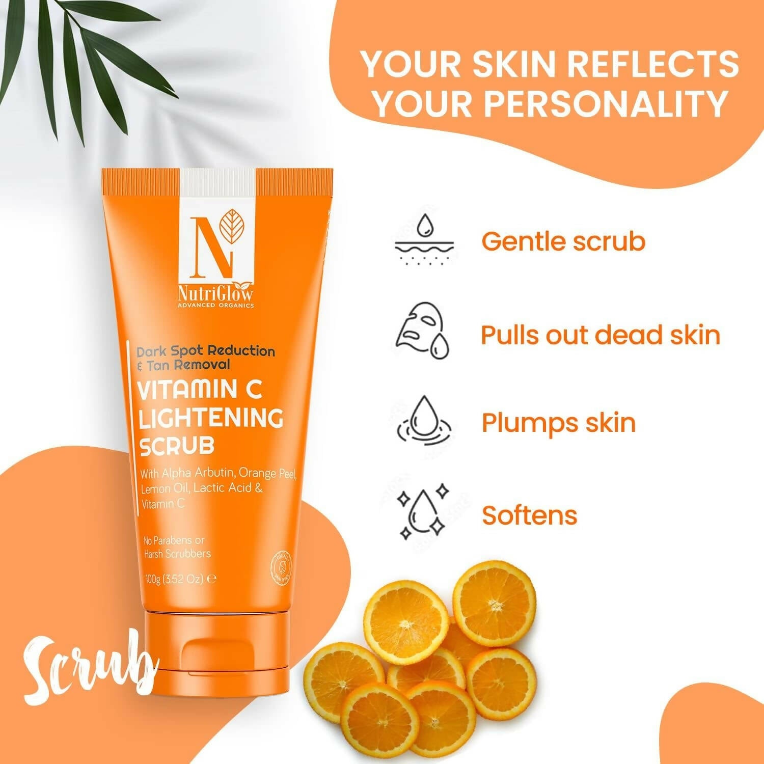 Nutriglow Advanced Organics Vitamin C Lightening Scrub - Swadesiicart