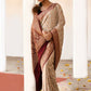 Joban Fashion Crème Crepe Chiffon Pure Handloom Banarasi Silk Saree | Swadesiicart