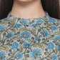 Little Bansi Floral Print Ready To Wear Saree And Floral Blouse - Blue | Swadesiicart