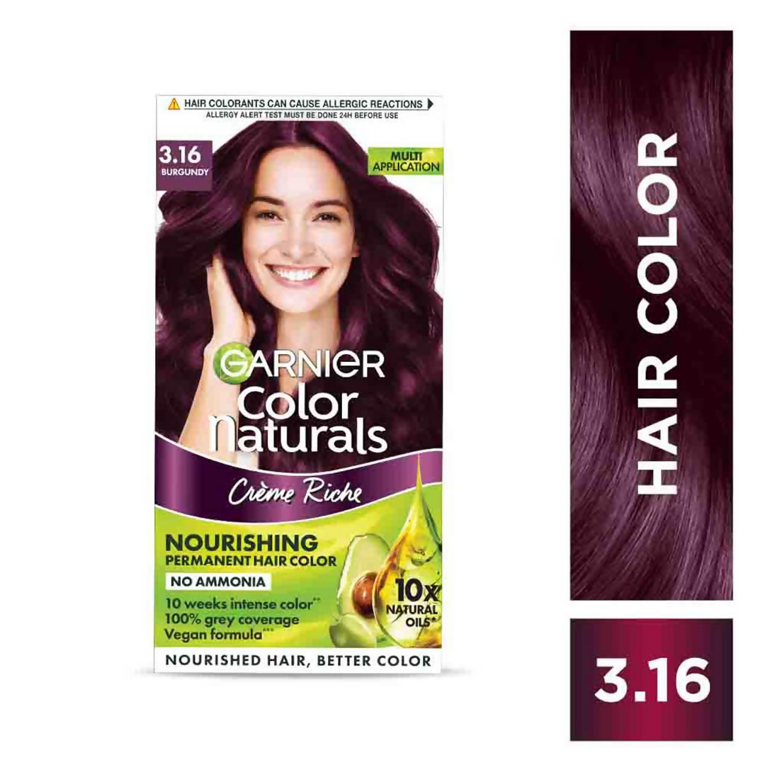 Garnier Color Naturals Creme Riche Hair Color - Shade 3.16 Burgundy - Swadesiicart