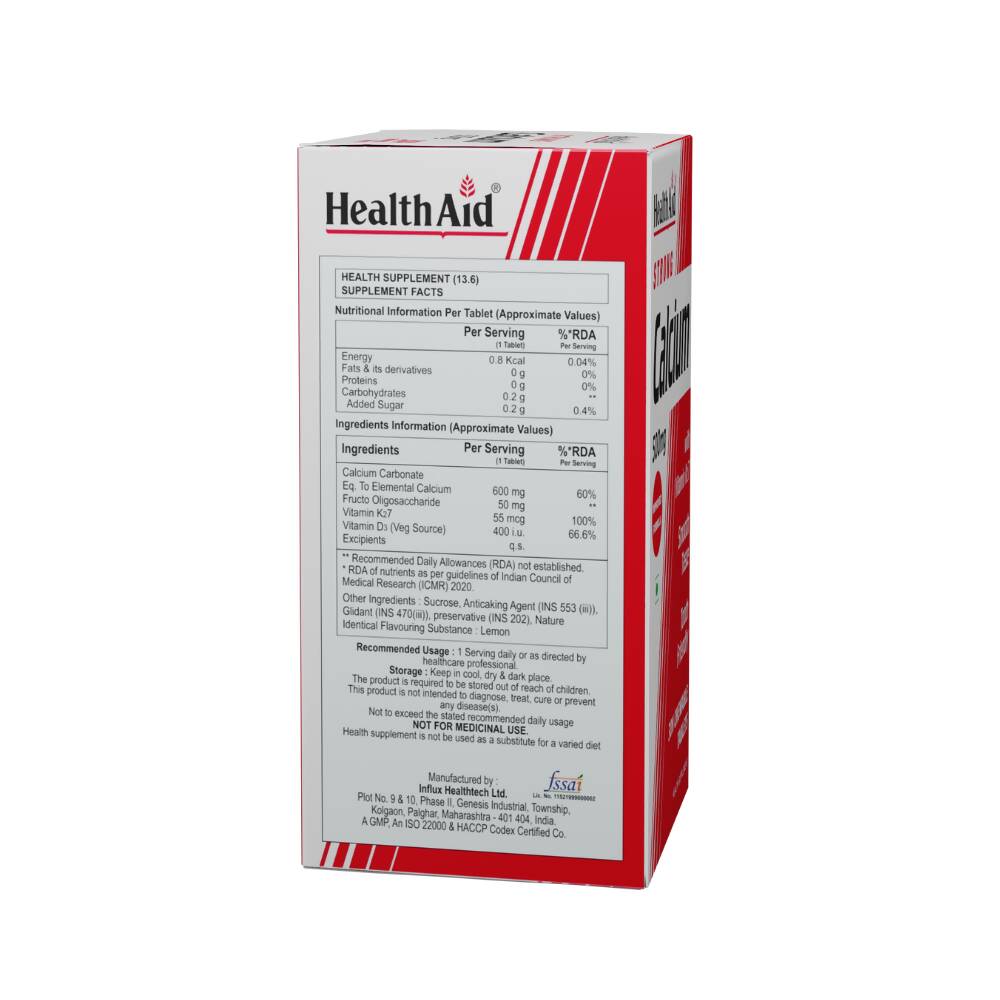 HealthAid Strong Calcium 500 mg Chewable Tablets - Swadesiicart