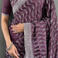 Vastranavya Purple Chinnon Silk Embroidery Multi Sequence & Arco Cut Work Ready to Wear Saree | Swadesiicart