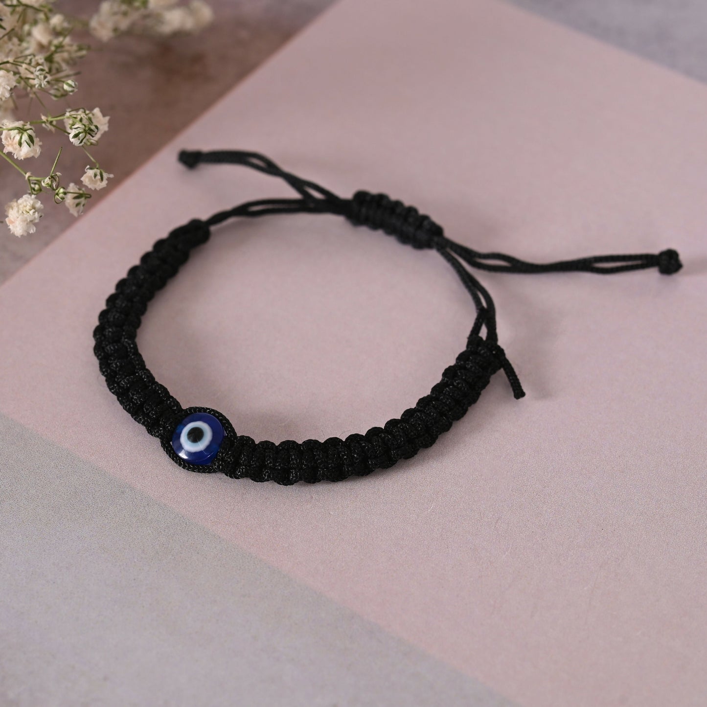 NVR Men & Women Black Fabric Elasticated Bracelet - Swadesiicart
