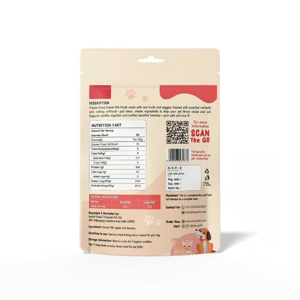 Hye Pets Super Treats For Super Pets – Freeze Dried Treats Made With Camel Milk, Apple & Banana - Swadesiicart