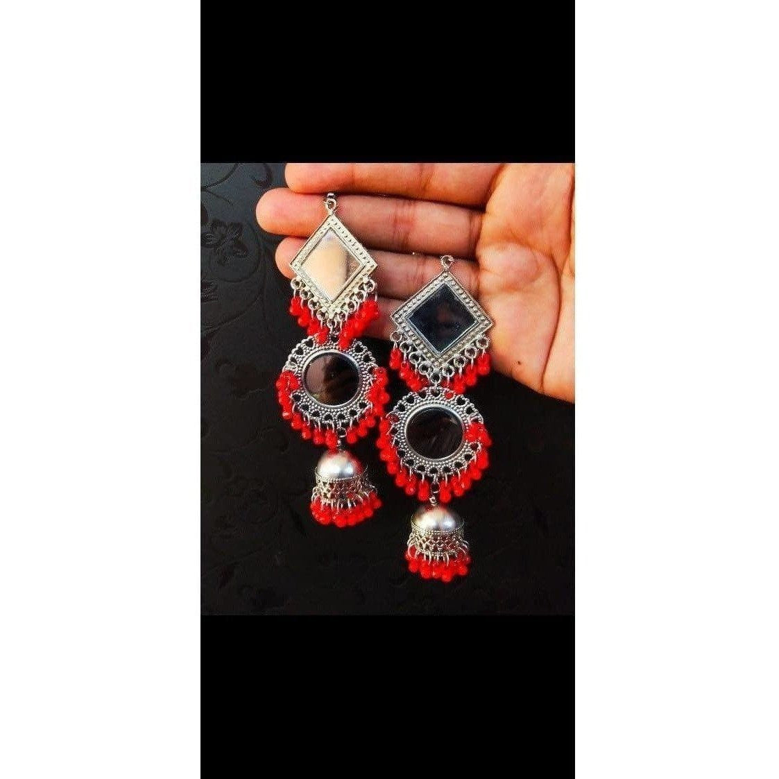 MS Fashion India Muskan Fancy Oxidized Mirror Jhumki Earrings | Swadesiicart