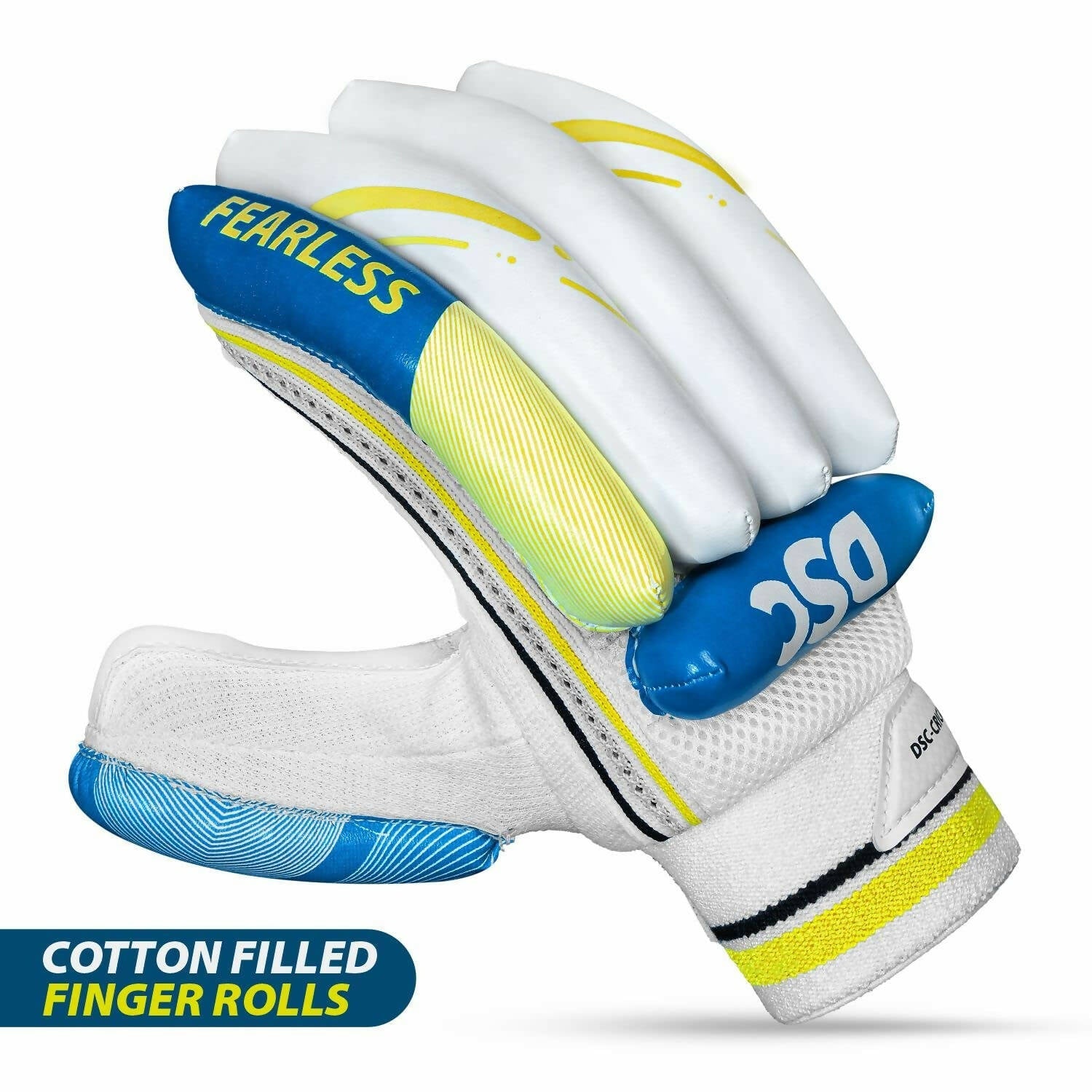 DSC Condor Ruffle Cricket Batting Gloves - Youth Left Multicolour with Cotton Gusset - Swadesiicart