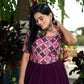 Jyoti Fashion Women's Wine Printed with Sequins Faux Blooming Anarkali Dress | Swadesiicart