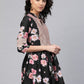 Ahalyaa Women Black Rayon Floral Print Tunic | Swadesiicart