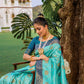 Vishnu Weaves Women's Firozi Patola Banarasi Silk Meenakari Zari Woven Saree with Blouse - Swadesiicart