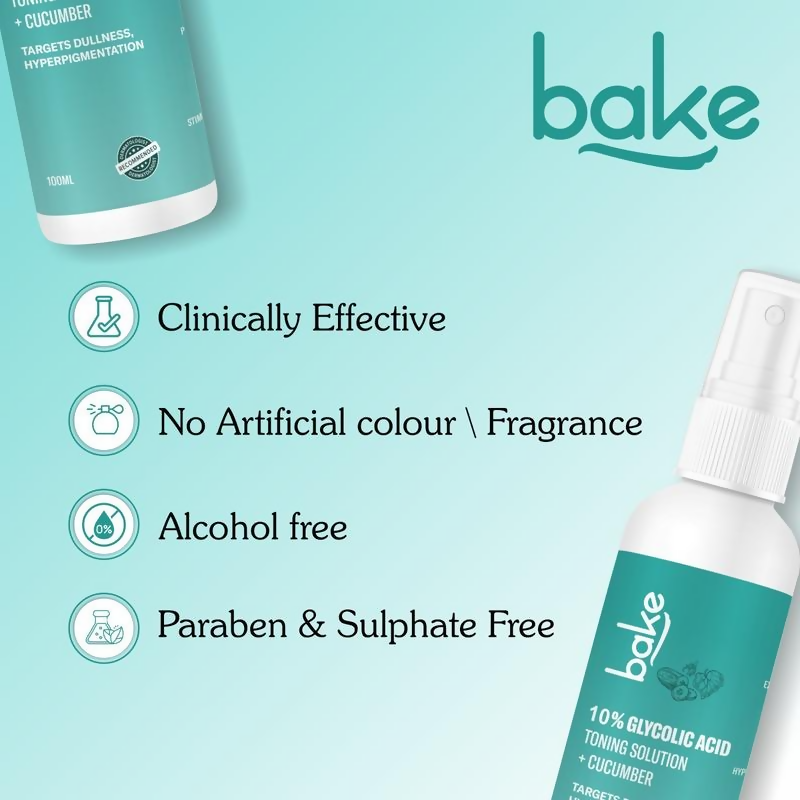 Bake 10% Glycolic Acid Toner For Pigmentation & Dark Spots | Swadesiicart
