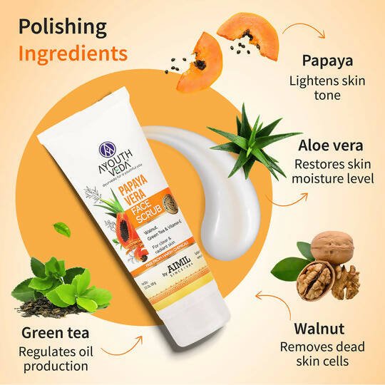 Ayouthveda Papaya Vera Face Scrub - Swadesiicart