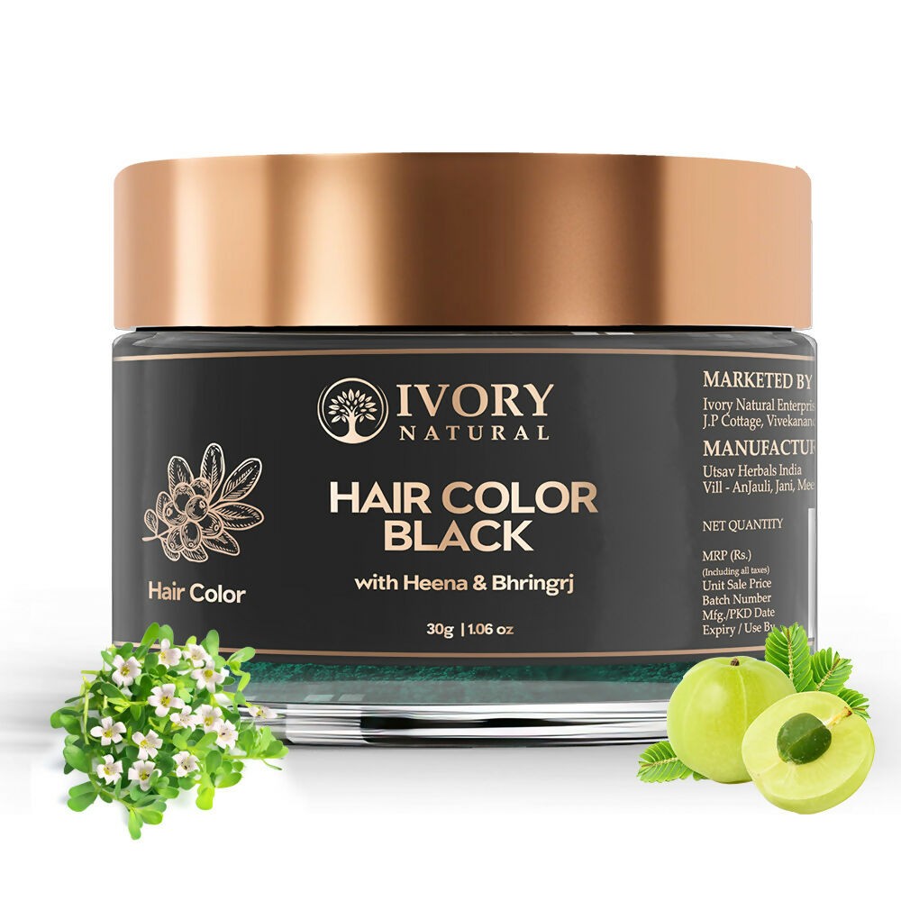 Ivory Natural Black Hair Color - Plant-Based Natural Hair Color - Both For Men Women | Swadesiicart