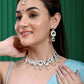 VOJ Kundan Studded Silver Plated White Color Jewellery Set with MaangTikka - Swadesiicart