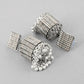 VOJ Black-Toned AD Studded Square Dome Shaped Jhumka Earrings - Swadesiicart