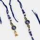 NVR Women & Men Set of 2 Blue Evil Eye Beaded Bhaiya Bhabhi Rakhi With Roli Chawal | Swadesiicart