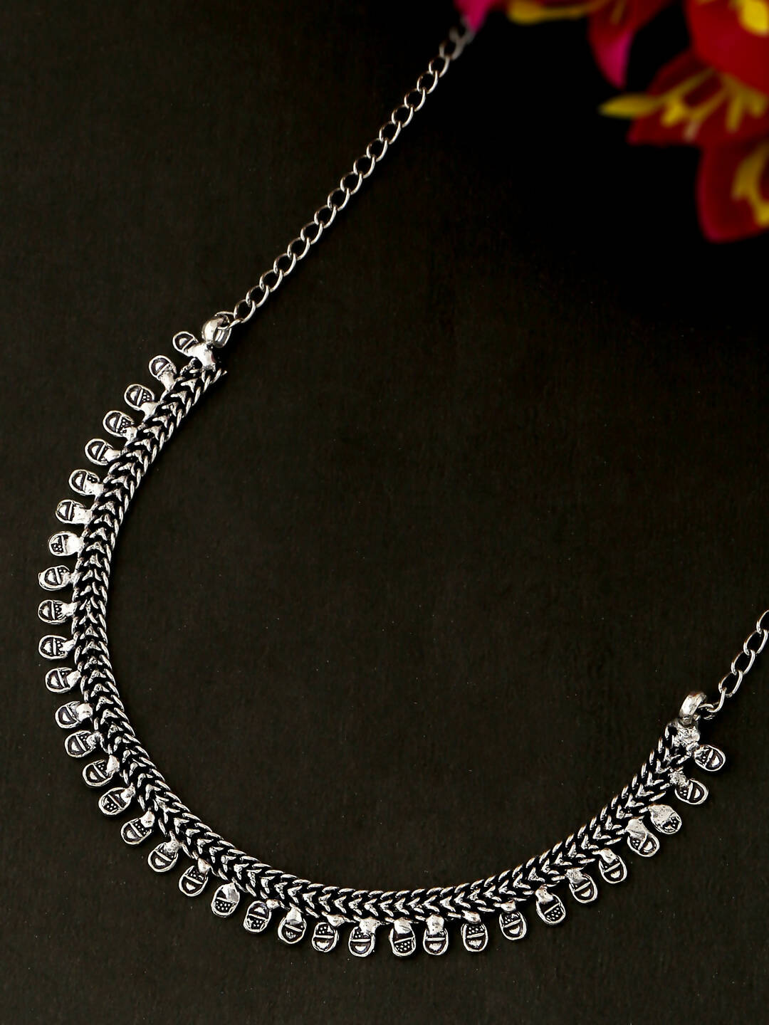 NVR Women Silver-Plated Oxidised Necklace | Swadesiicart