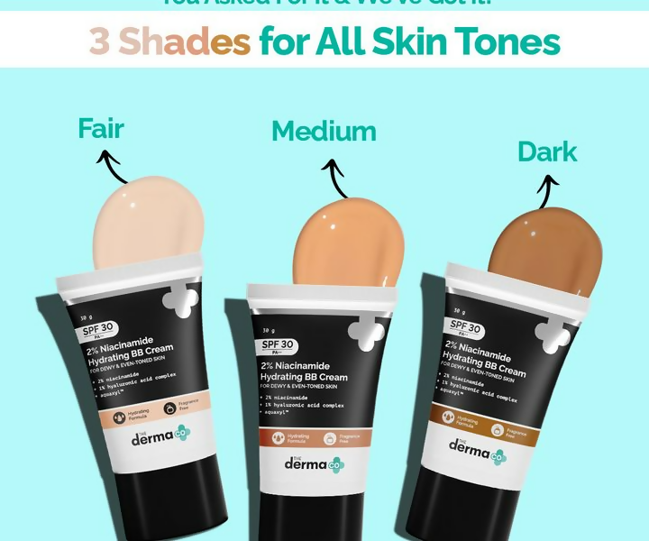 The Derma Co 2% Niacinamide Hydrating BB Cream with 1% Hyaluronic Acid Complex & Aquaxyl - Swadesiicart