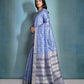 Vishnu Weaves Women's Blue Raw Silk Zari Woven Saree with Blouse - Swadesiicart