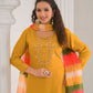 Ethnic Festive Wear Viscose Chanderi Yellow Stitched Suit With Dupatta - Tanisha | Swadesiicart