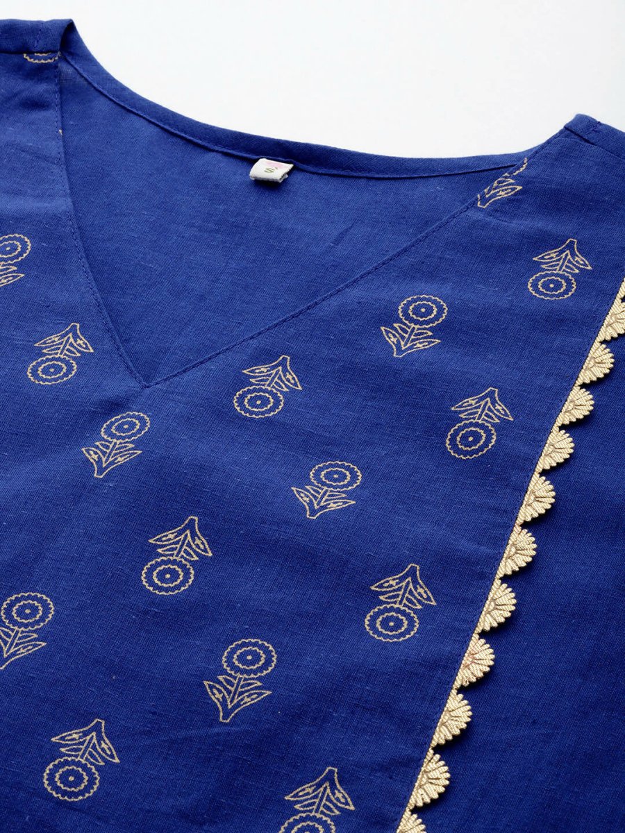 Ahalyaa Women's Traditional wear Kurta Set - Indigo blue | Swadesiicart