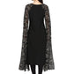 Ahalyaa Women's Black Georgette Rubber Glitter Print Kurta | Swadesiicart