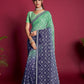 Vamsee Green And Blue Georgette Designer Saree - Swadesiicart