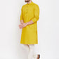 Even Apparels Pure Cotton Yellow Men's Kurta With Band Collar | Swadesiicart