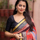 Red Silk Blend Geometric Saree with Unstitched Blouse - Hiral Fashion | Swadesiicart