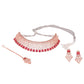 Saraf RS Jewellery Rose Gold-Polished & Red AD & CZ-Studded Contemporary Jewellery Set - Swadesiicart
