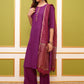 Vishudh Magenta Embroidered Kurta & Palazzos With Dupatta - Swadesiicart