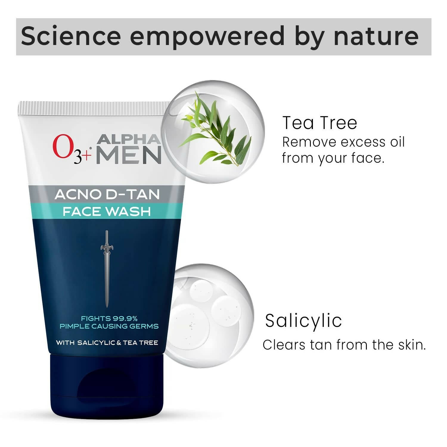 Professional O3+ Alpha Men Acno D-TAN Face Wash with Tea Tree - Swadesiicart