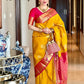Kalini Ethnic Motifs Woven Design Zari Silk Cotton Banarasi Saree | Swadesiicart