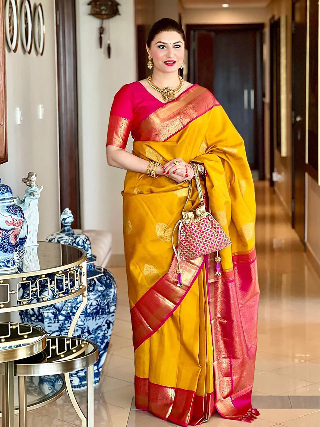 Kalini Ethnic Motifs Woven Design Zari Silk Cotton Banarasi Saree | Swadesiicart