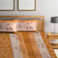 BOMBAY DYEING Beige & Yellow Printed Cotton 104 TC King Bedsheet With 2 Pillow Covers - Swadesiicart