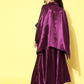 InWeave Women's Wine Navy Brocade Satin Boho Kurta Palazzo Set - Swadesiicart