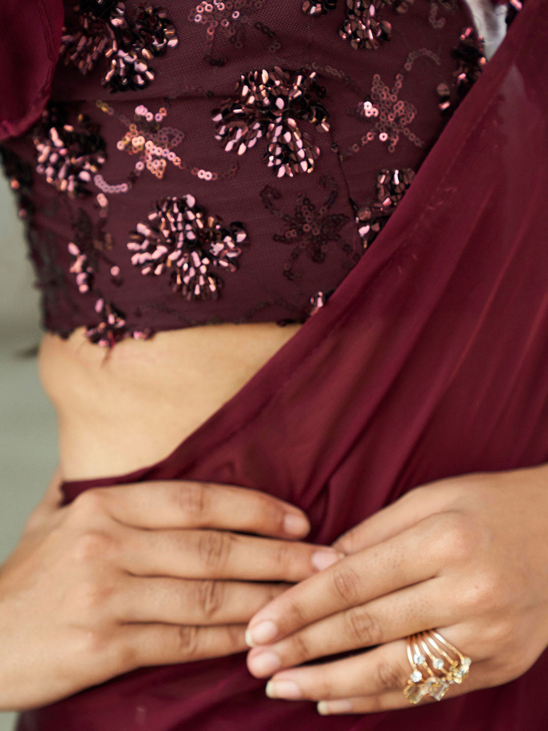 Tikhi Imli Solid Satin Saree | Swadesiicart