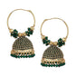 Anikas Creation Green & Gold-Toned Contemporary Jhumkas Earrings | Swadesiicart