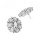 Nuyug Rhodium-Plated Zircon Studded Floral Statement Stud Earrings | Swadesiicart
