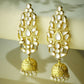 Nuyug 22K Gold-Plated Regal Kundan Stone Studded & Pearl Drop Jhumkas | Swadesiicart