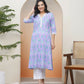 Vaasva Women Lavender Floral Cotton Printed Flare Kurti With Pant | Swadesiicart