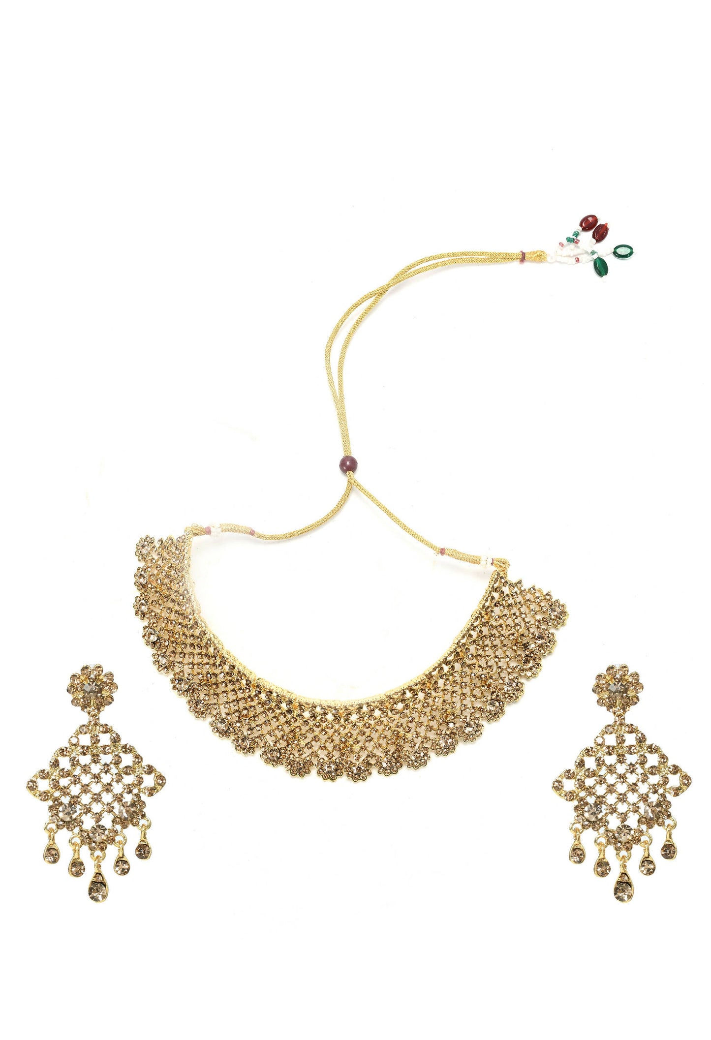 Mominos Fashion Johar Kamal Traditional Rajwadi Design Heavy Golden Color Choker Set | Swadesiicart