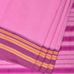 Baby Pink and Pink Bamboo Cotton Plain Saree with Strips Pallu Design No Blouse - Global Threads | Swadesiicart