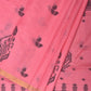 Baby Pink Khadi Cotton Handloom Saree with Buta and One Side Border Design - Global Threads | Swadesiicart
