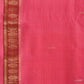 Baby Pink Khadi Cotton Handloom Saree with Doby Border and Zari Strips Pallu Design - Global Threads | Swadesiicart