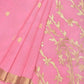Baby Pink Khadi Cotton Handloom Saree with Pallu Design - Global Threads | Swadesiicart