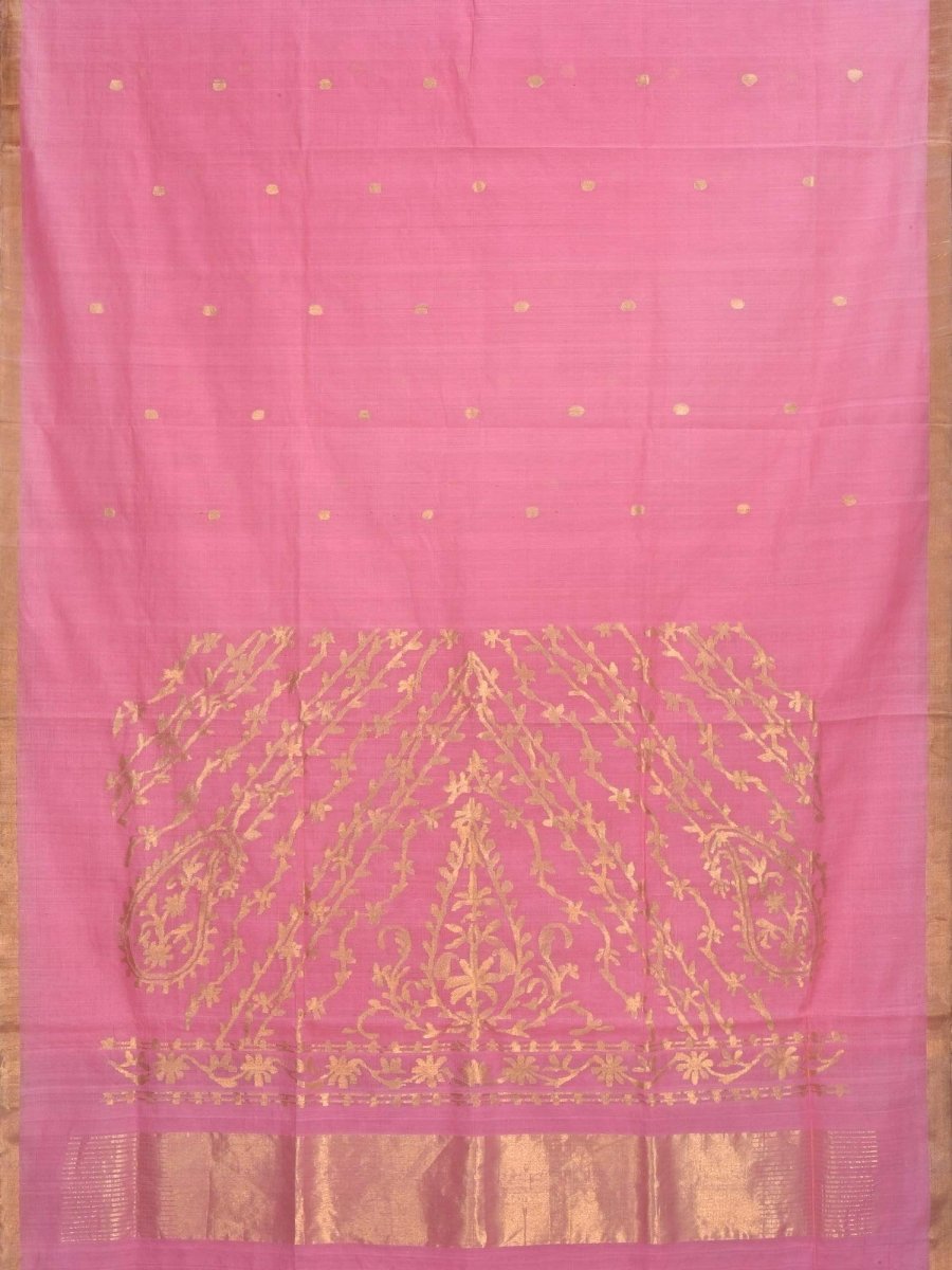 Baby Pink Khadi Cotton Handloom Saree with Pallu Design - Global Threads | Swadesiicart