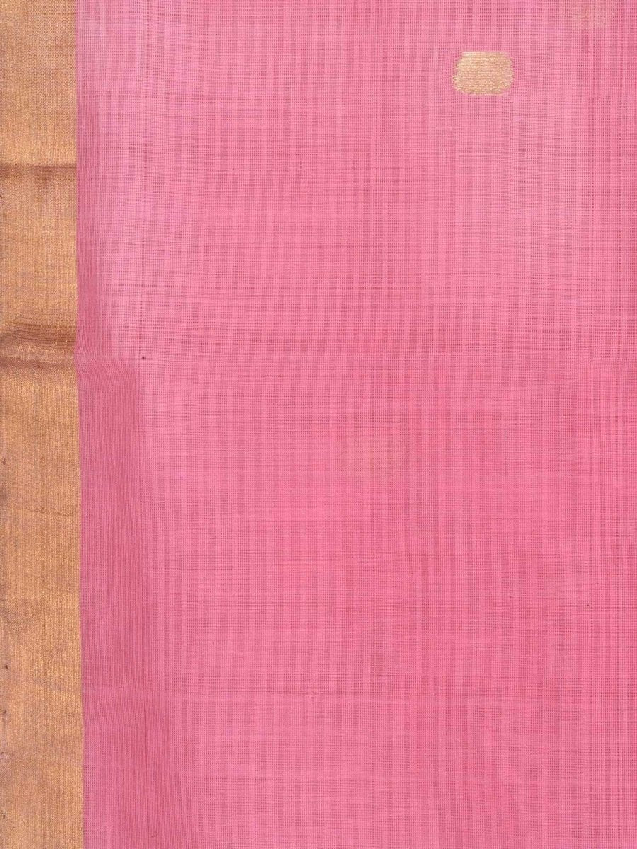 Baby Pink Khadi Cotton Handloom Saree with Pallu Design - Global Threads | Swadesiicart