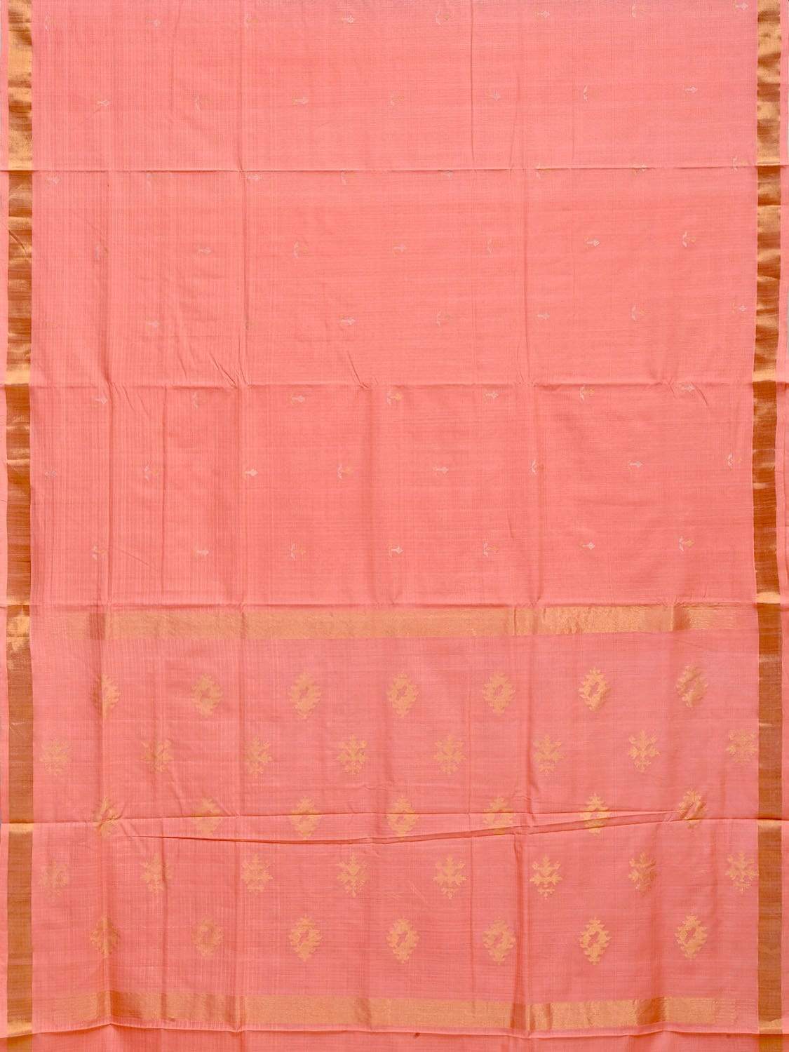 Baby Pink Uppada Cotton Handloom Saree with Assorted Buta Pallu Design - Global Threads | Swadesiicart