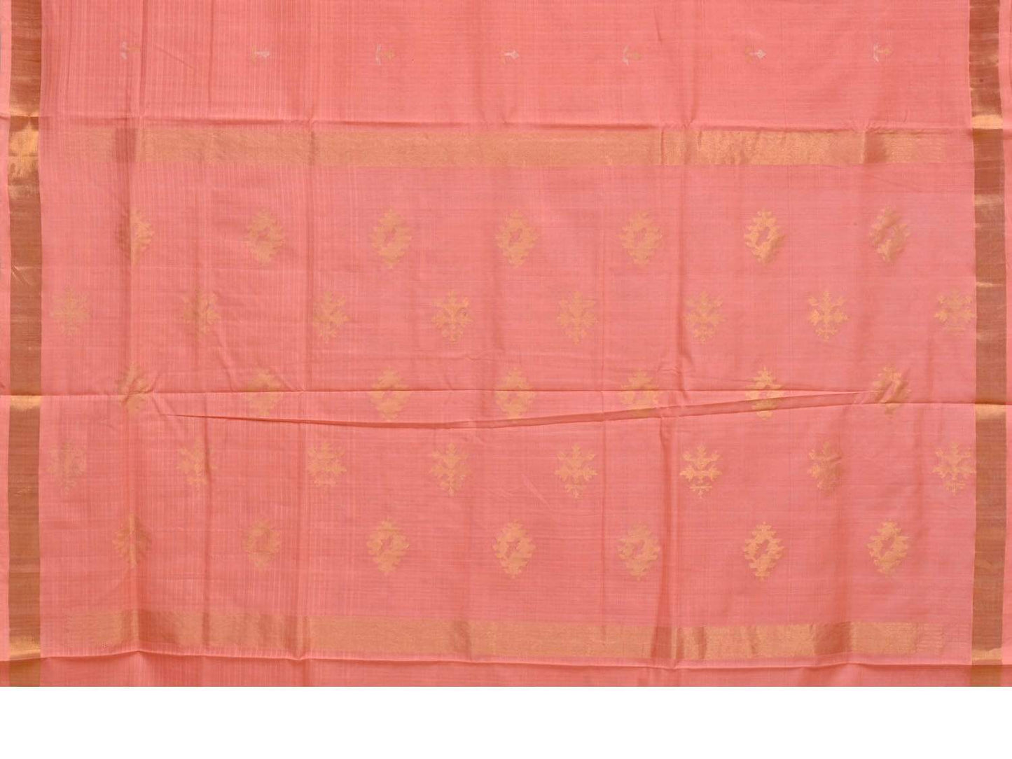 Baby Pink Uppada Cotton Handloom Saree with Assorted Buta Pallu Design - Global Threads | Swadesiicart